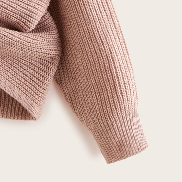 Reversible twist detail knit v neck fall sweater b - Picture 4 of 4